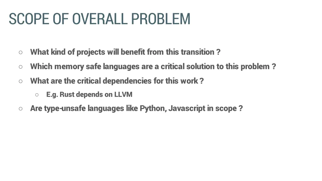scope of overall problem