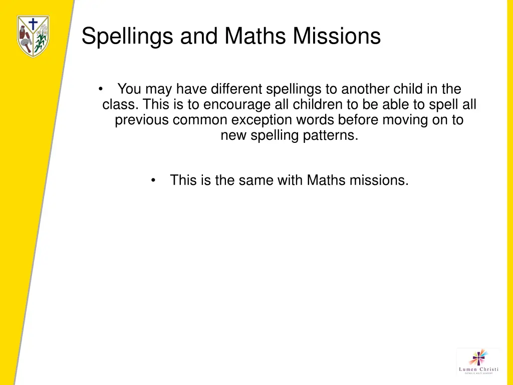 spellings and maths missions