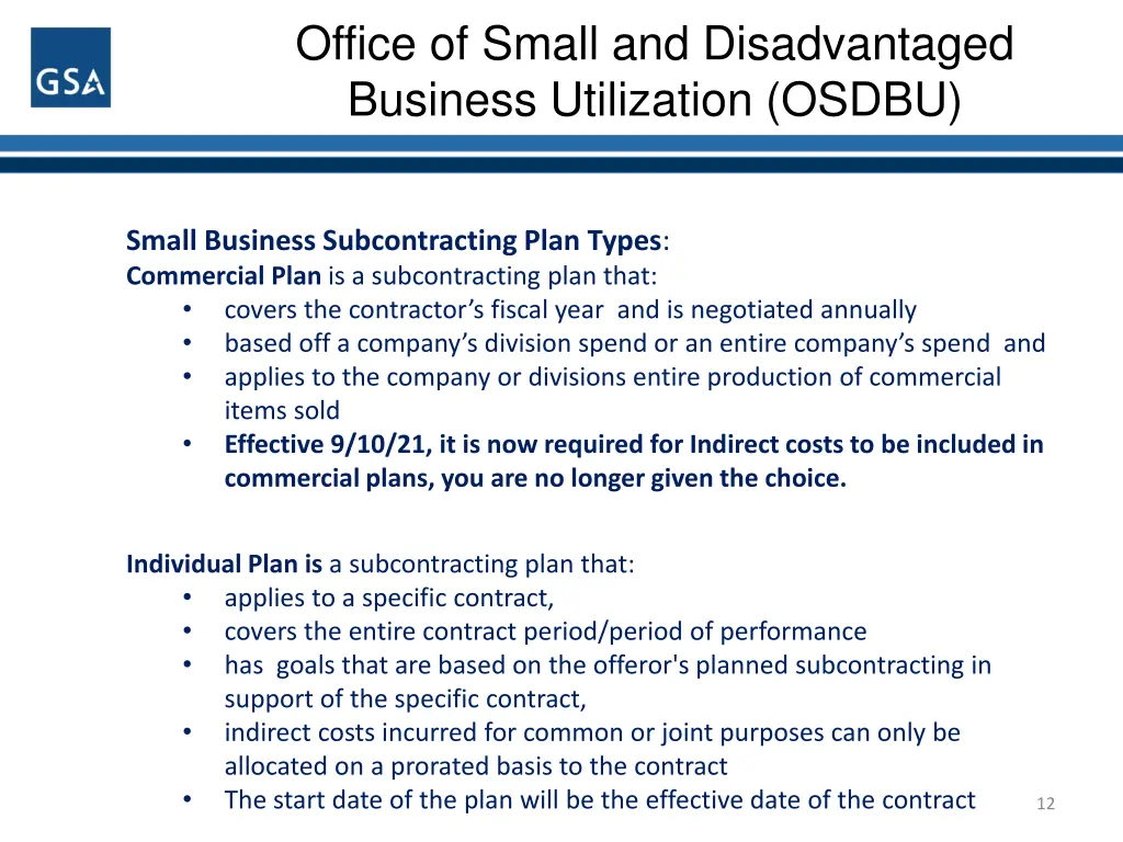 office of small and disadvantaged business 11