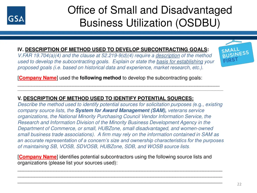 office of small and disadvantaged business 20