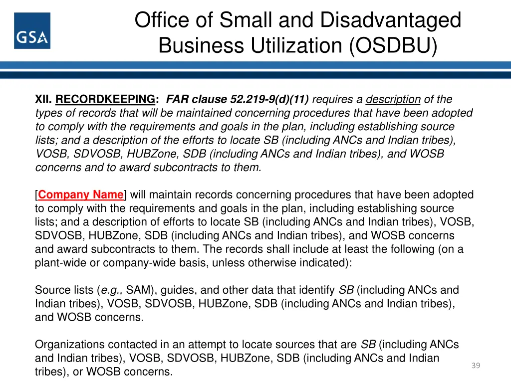 office of small and disadvantaged business 37