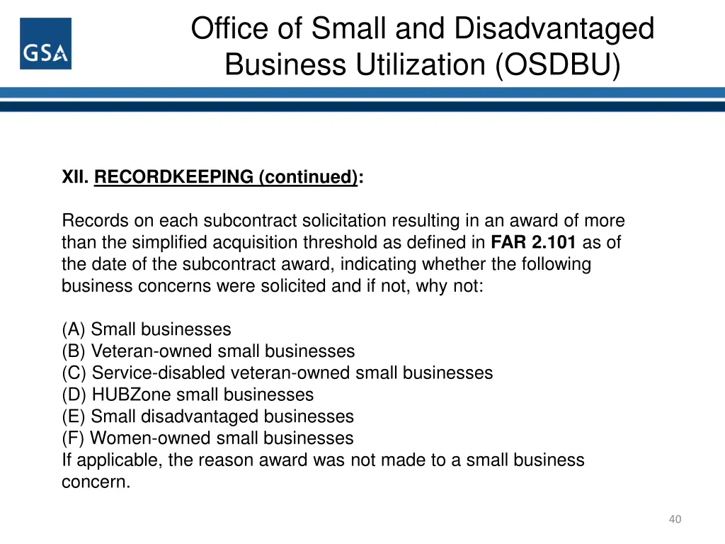 office of small and disadvantaged business 38