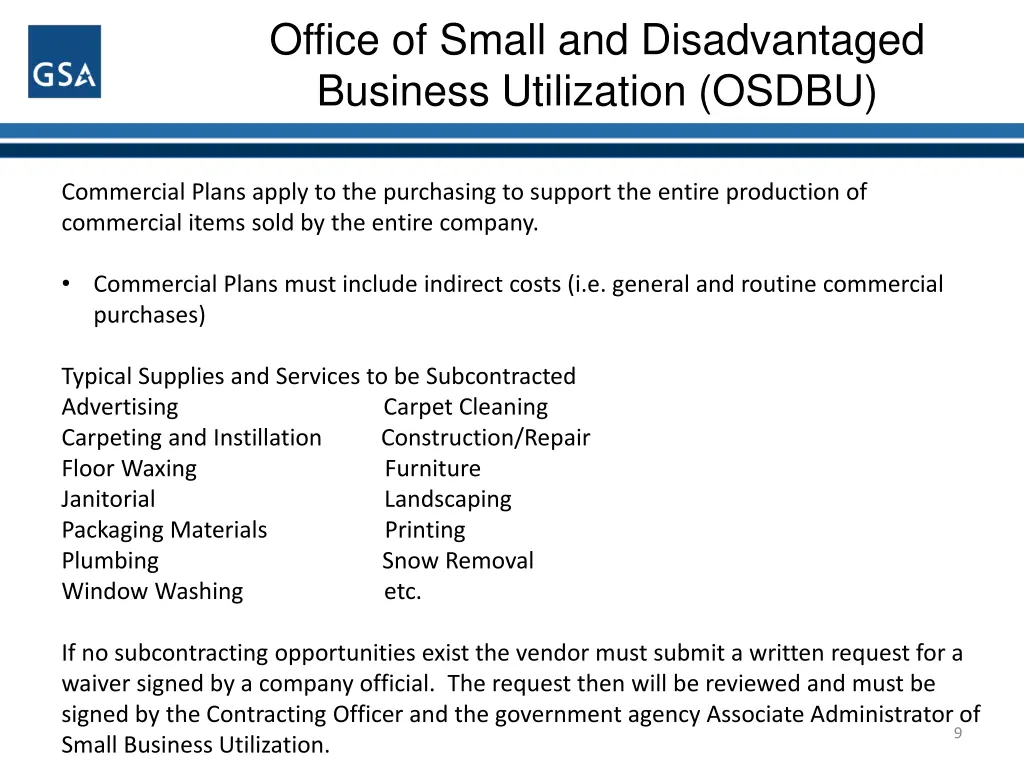 office of small and disadvantaged business 8