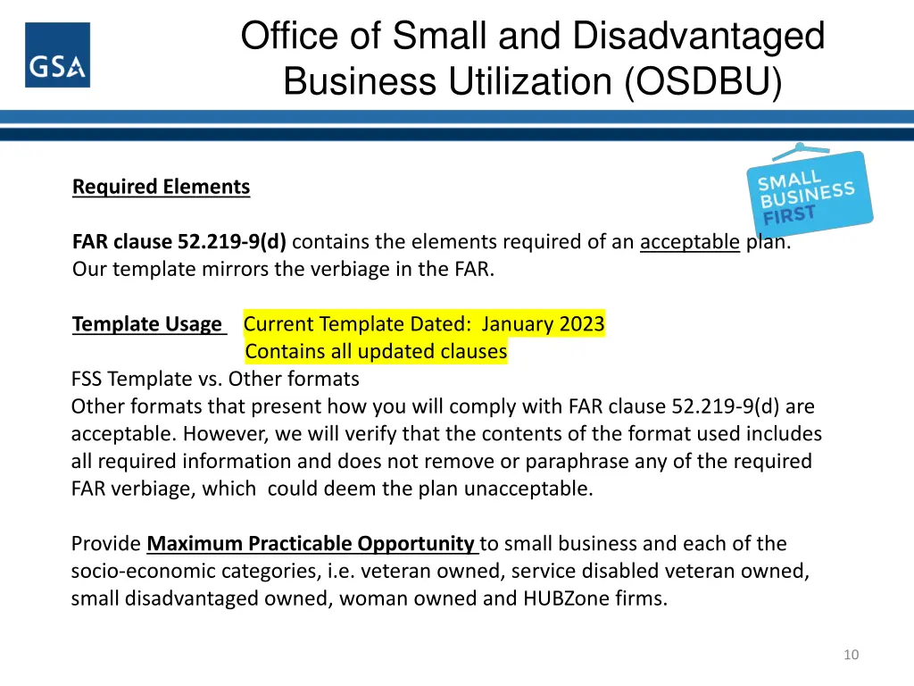 office of small and disadvantaged business 9