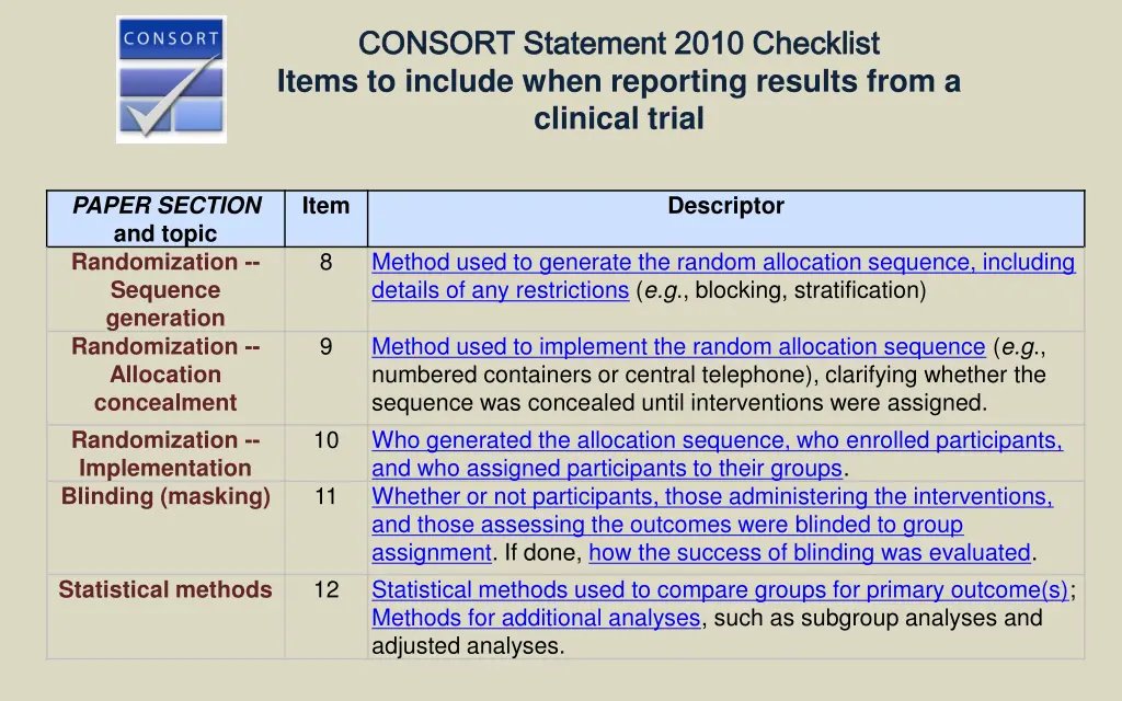 consort statement 2010 checklist consort 1
