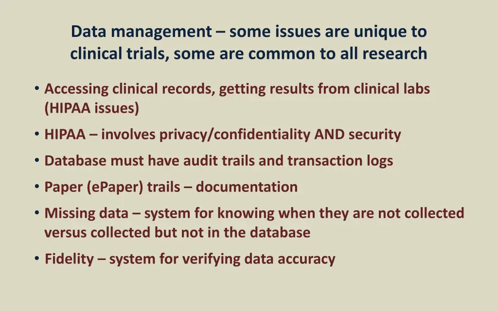 data management some issues are unique