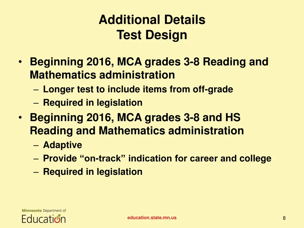 additional details test design