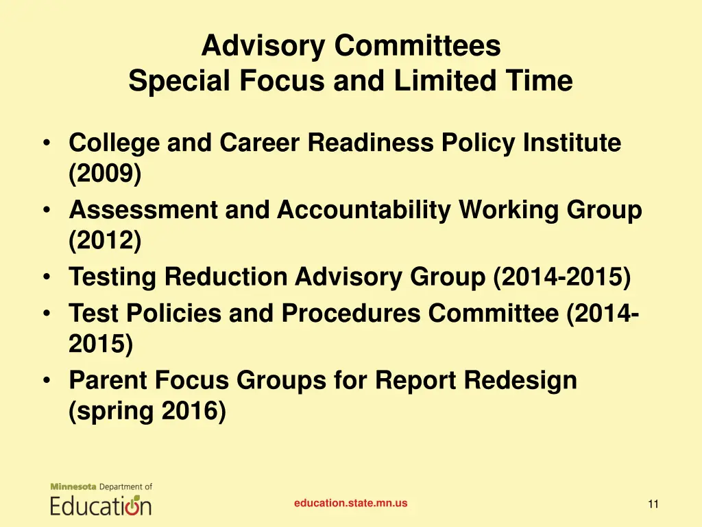 advisory committees special focus and limited time