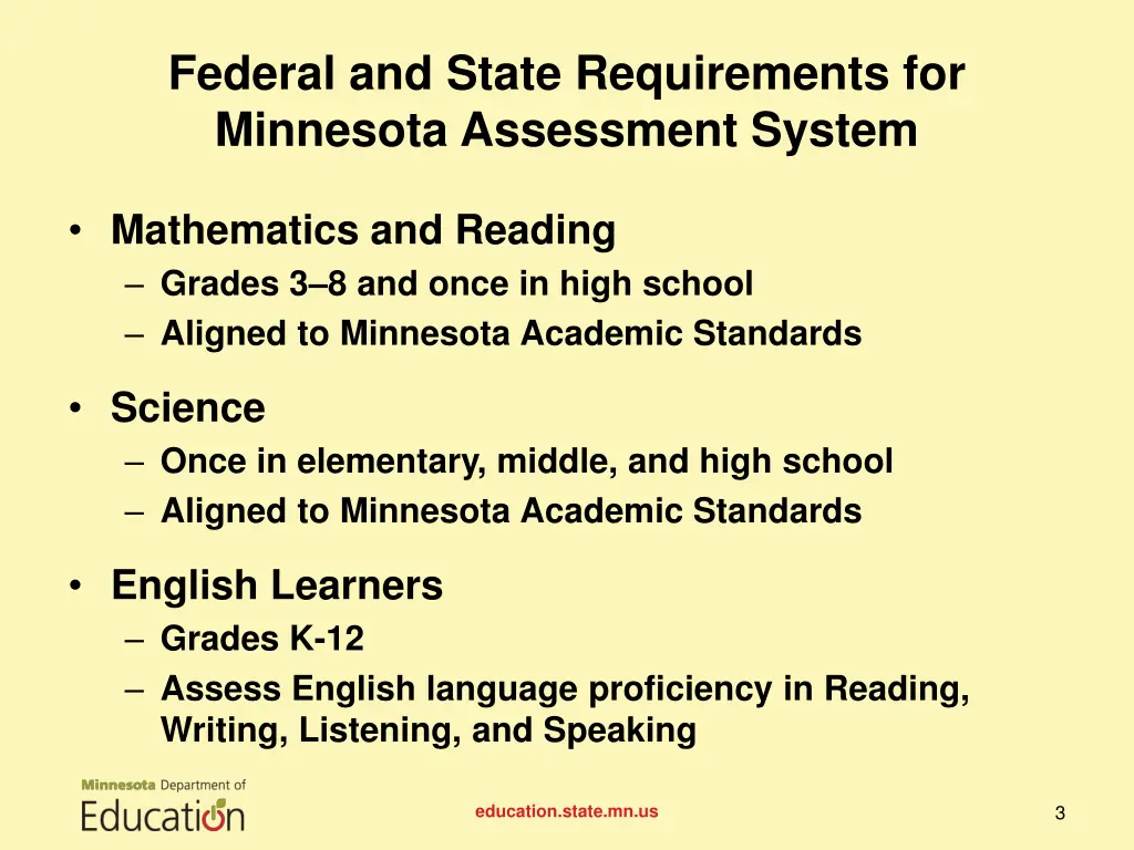 federal and state requirements for minnesota