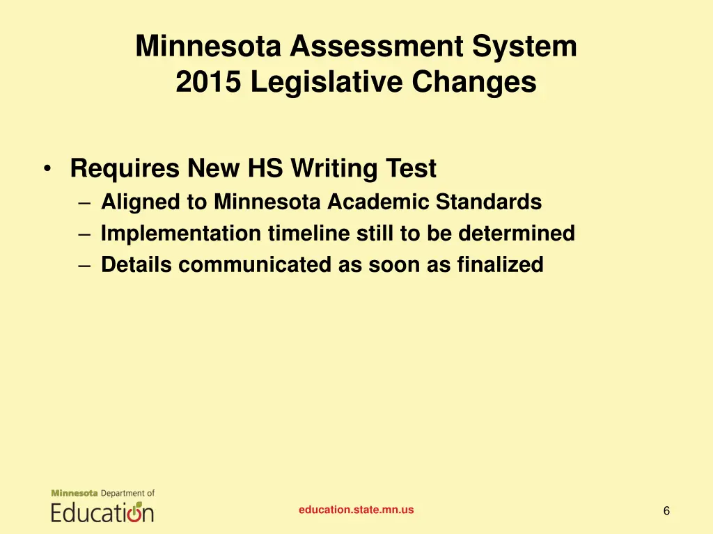 minnesota assessment system 2015 legislative