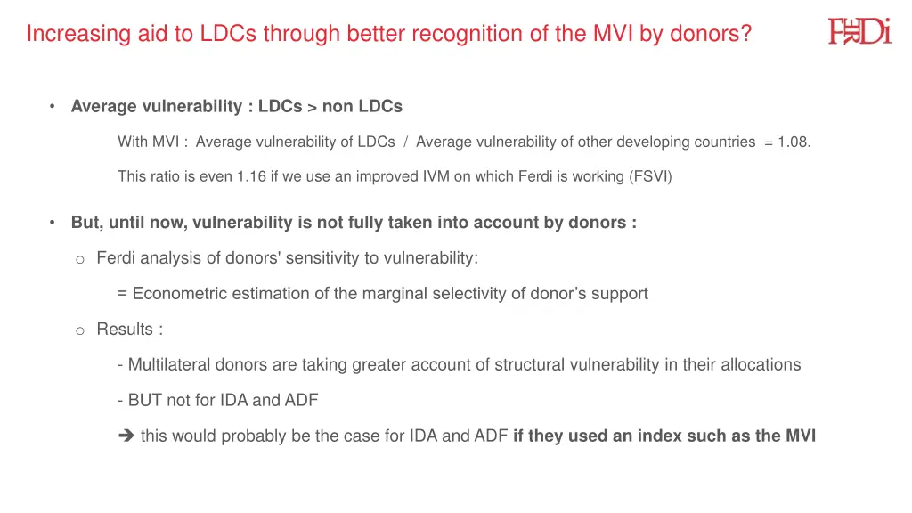 ferdi increasing aid to ldcs through better