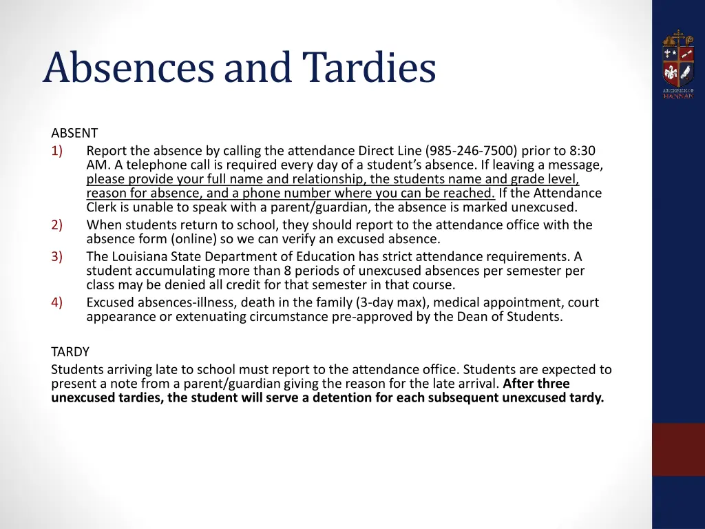 absences and tardies