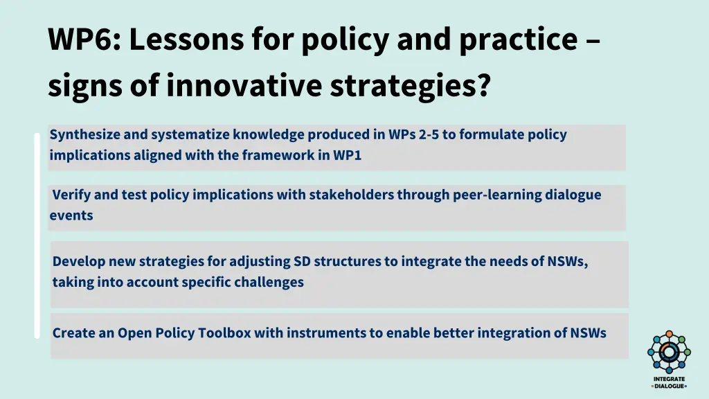 wp6 lessons for policy and practice signs