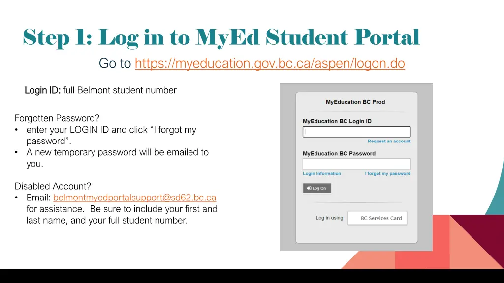 step 1 log in to myed student portal go to https
