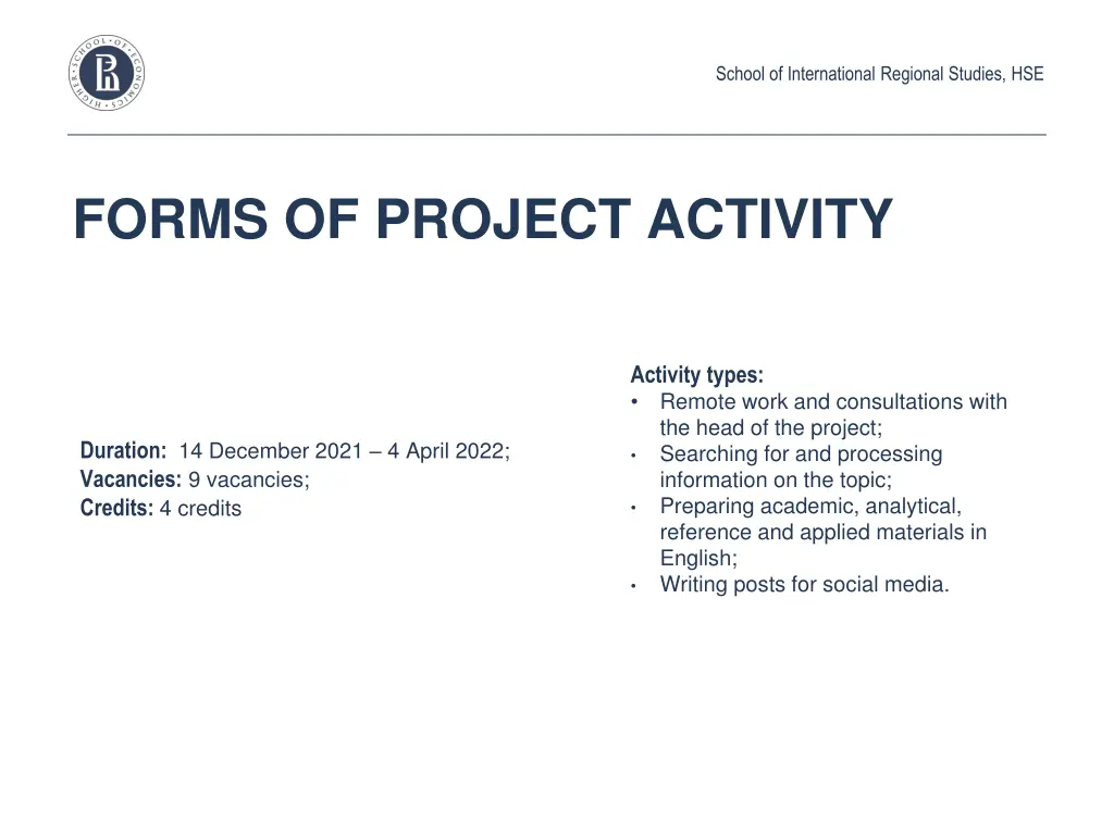 school of international regional studies hse 1