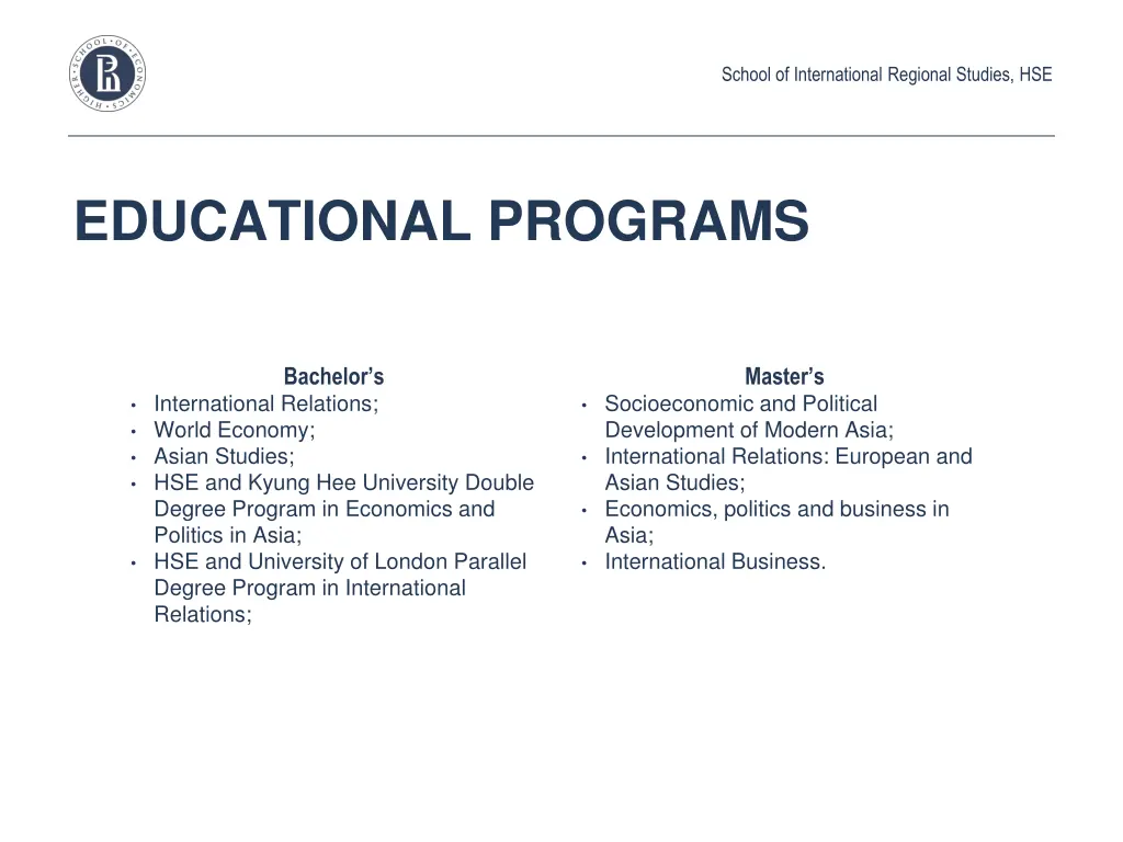 school of international regional studies hse 3