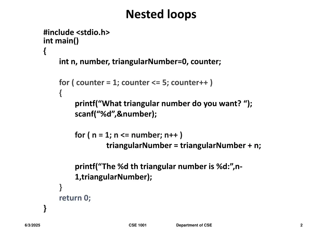 nested loops