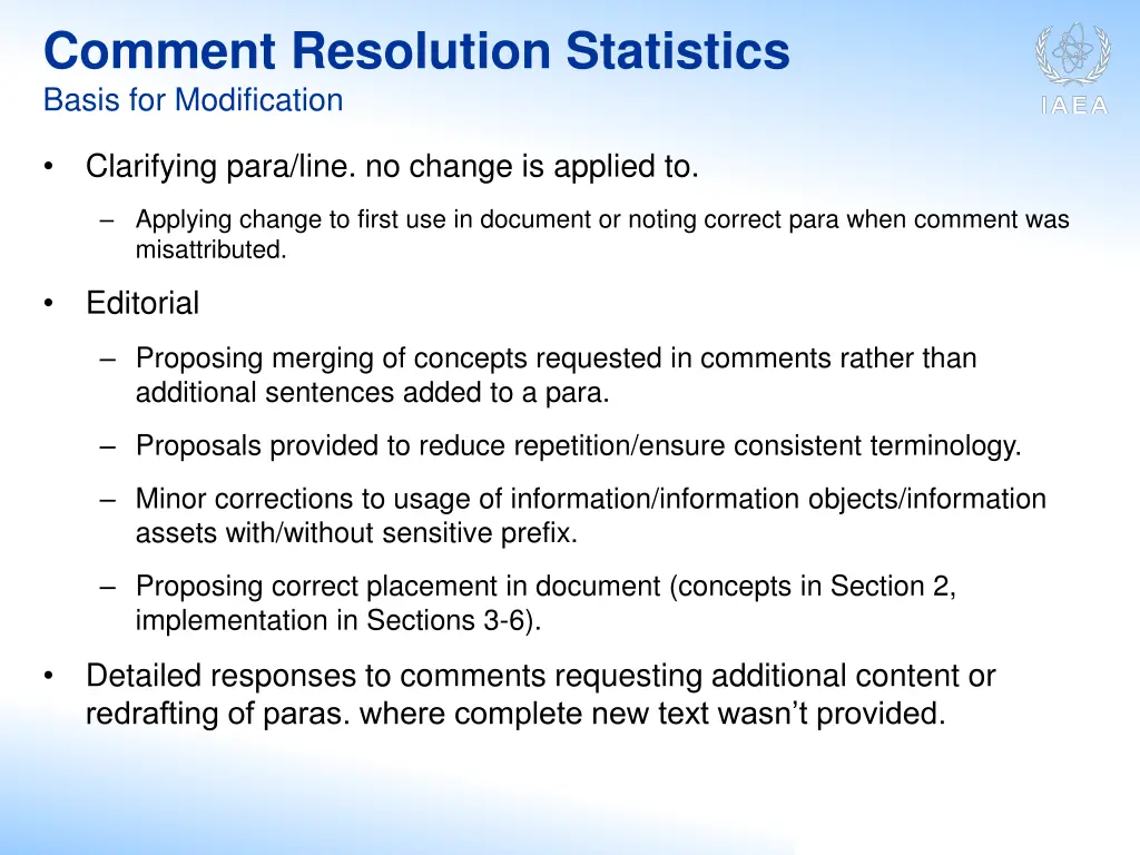 comment resolution statistics basis