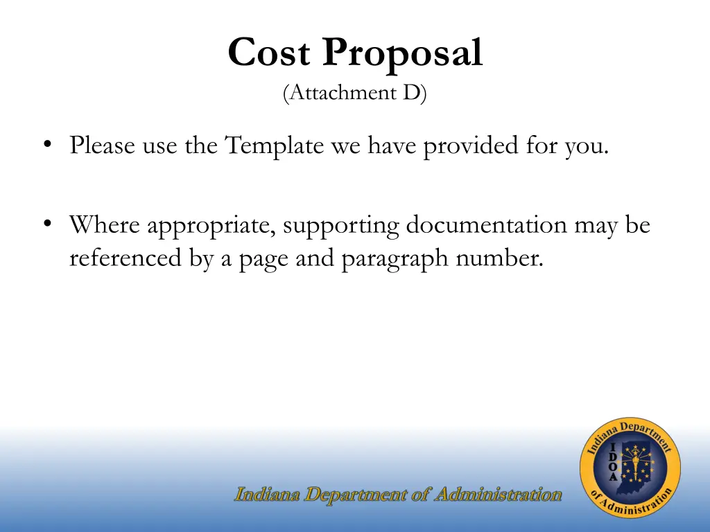 cost proposal attachment d