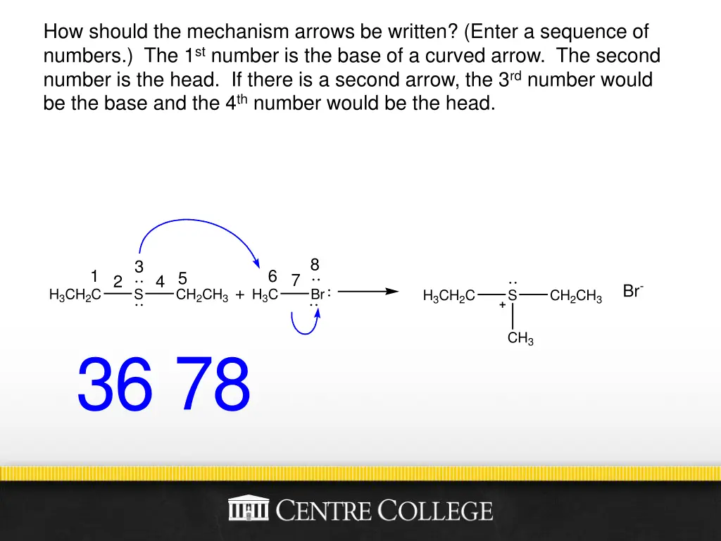 how should the mechanism arrows be written enter 1