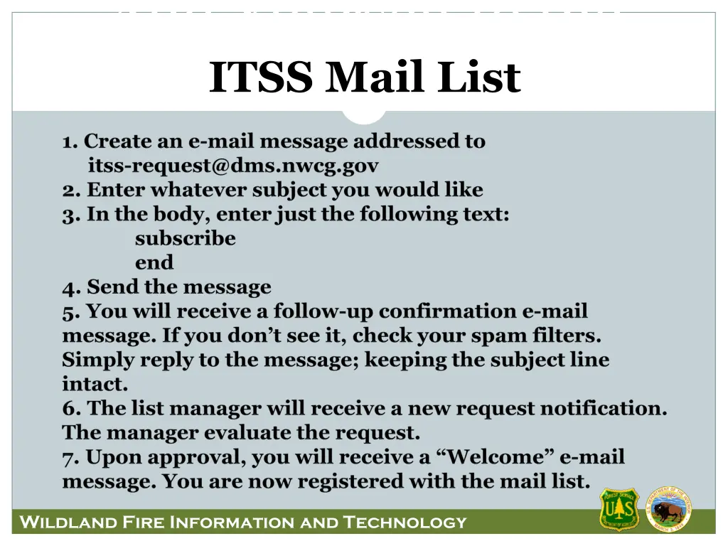 add yourself to the itss mail list