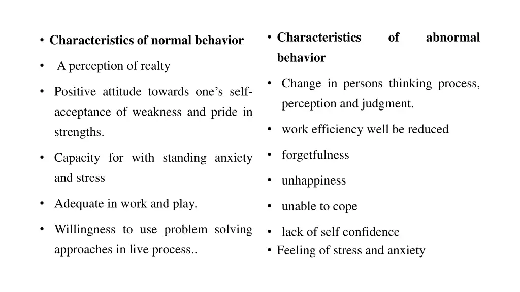 characteristics behavior
