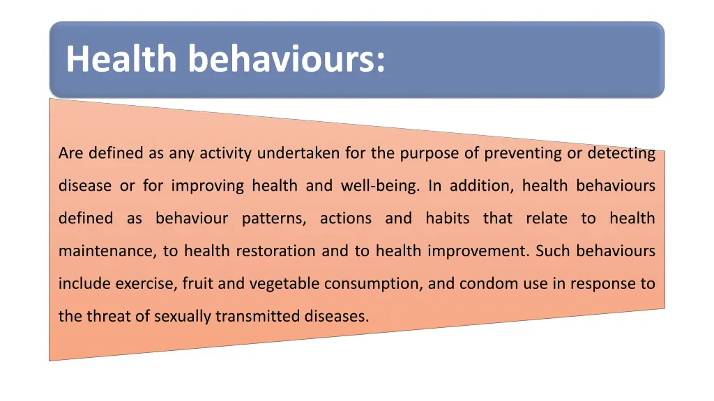 health behaviours