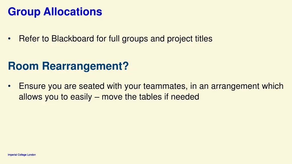 group allocations
