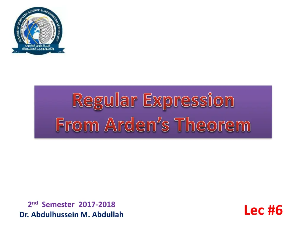 2 nd semester 2017 2018 dr abdulhussein m abdullah