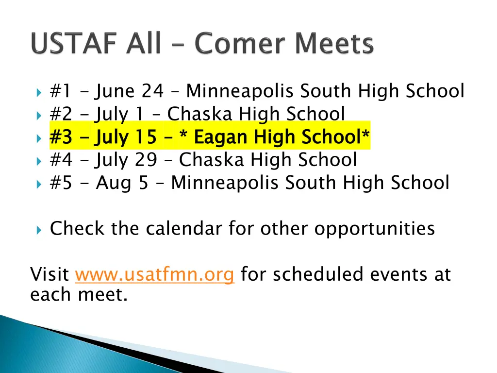 1 june 24 minneapolis south high school 2 july