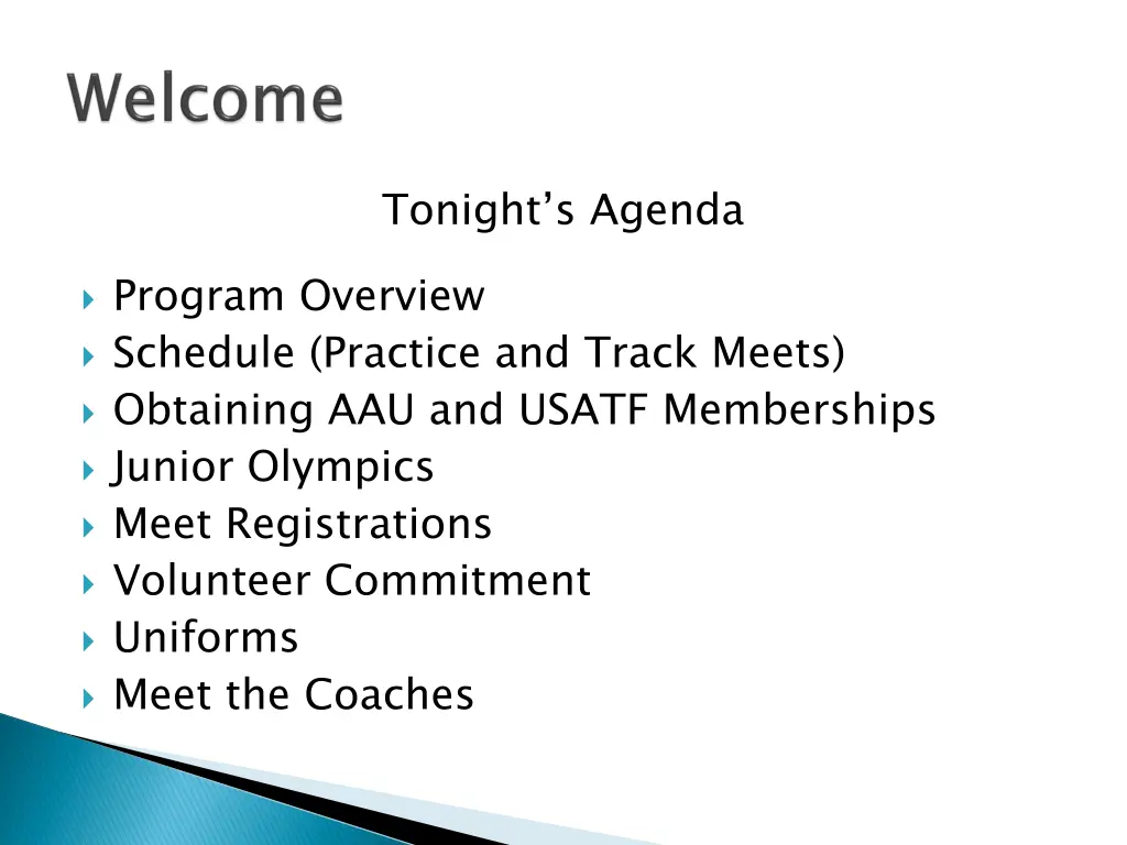 tonight s agenda