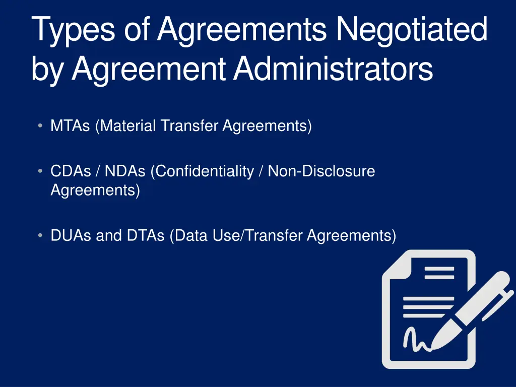 types of agreements negotiated by agreement