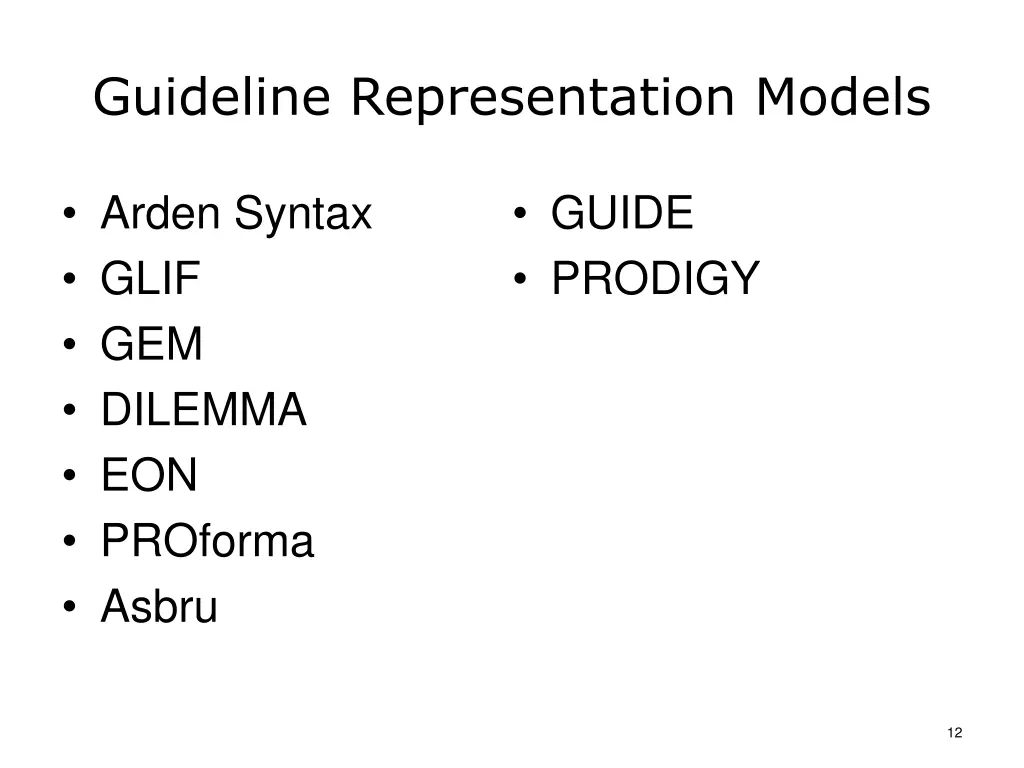 guideline representation models