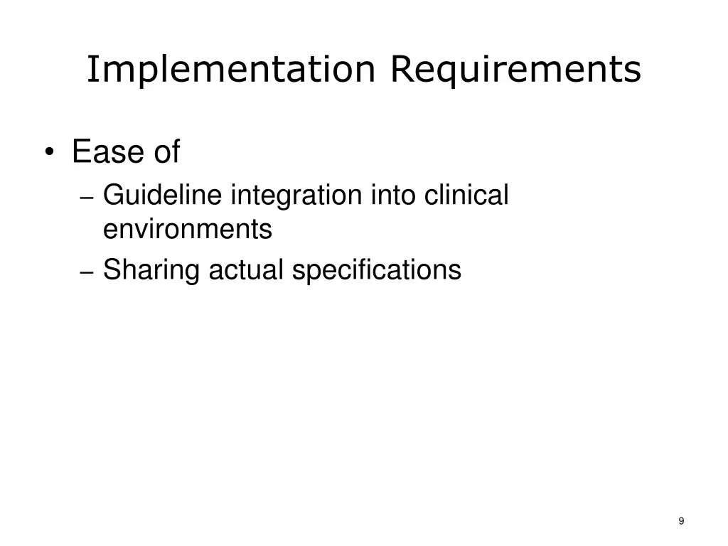 implementation requirements