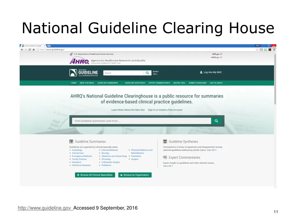 national guideline clearing house