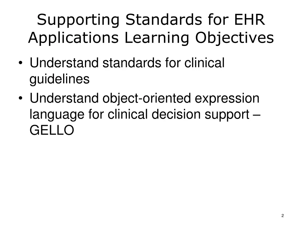 supporting standards for ehr applications