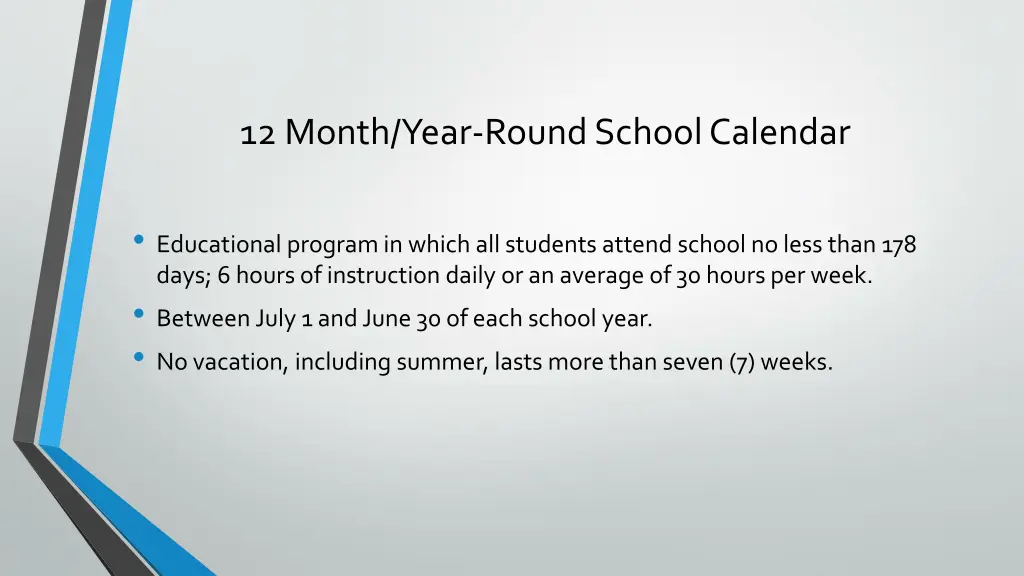 12 month year round school calendar