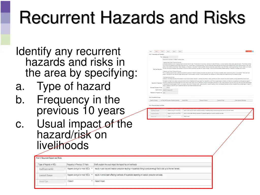 recurrent hazards and risks