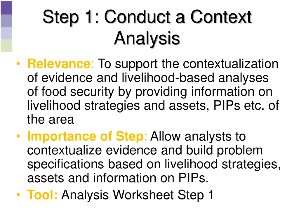 step 1 conduct a context analysis