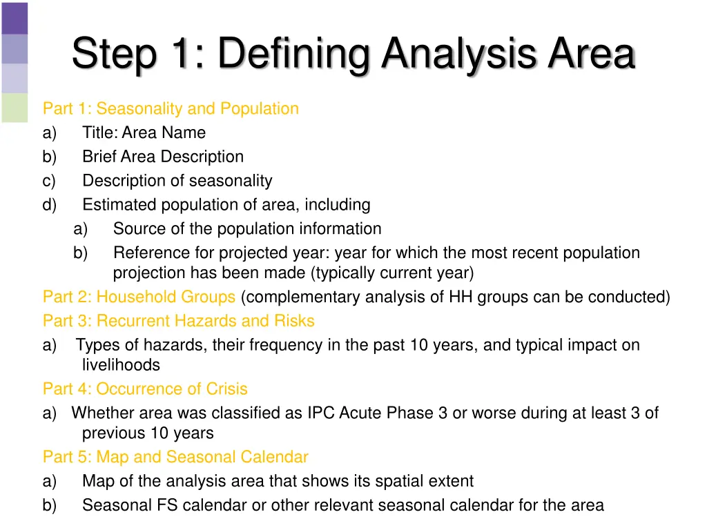 step 1 defining analysis area