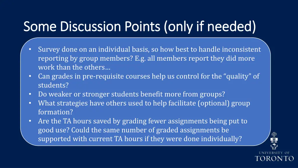 some discussion points only if needed some