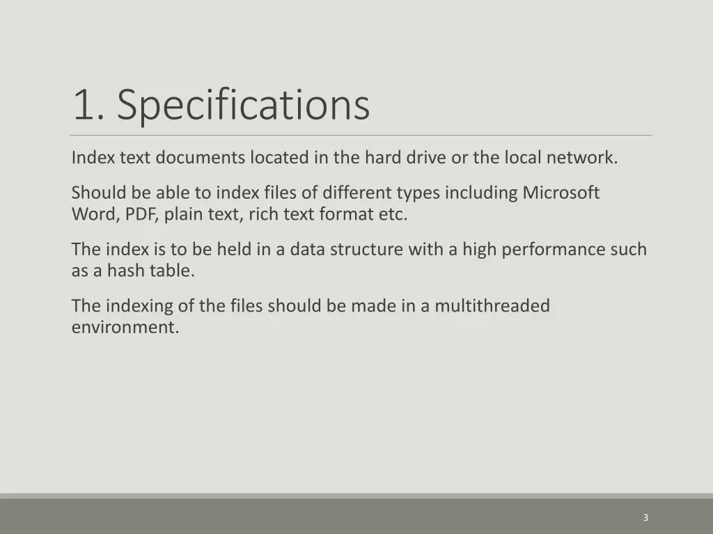 1 specifications