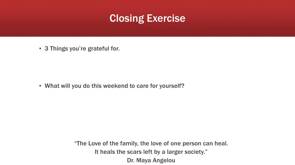 closing exercise
