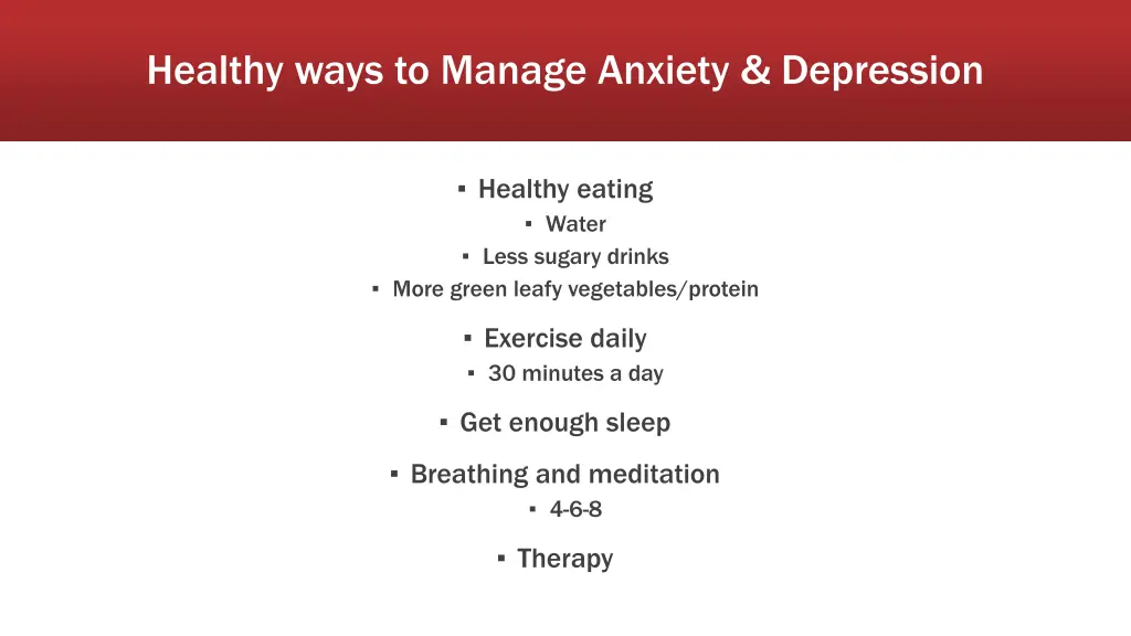 healthy ways to manage anxiety depression