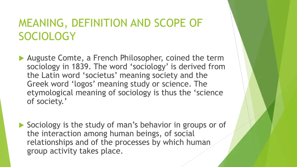 meaning definition and scope of sociology