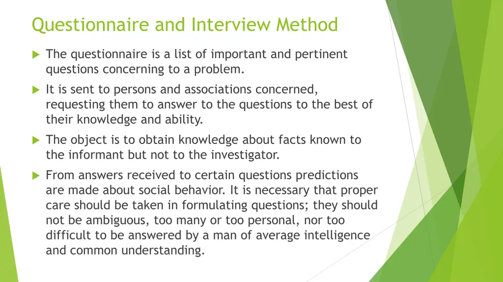 questionnaire and interview method