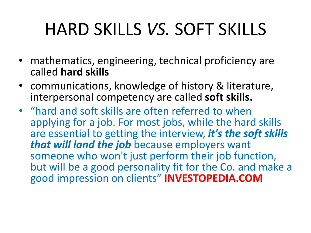 hard skills vs soft skills