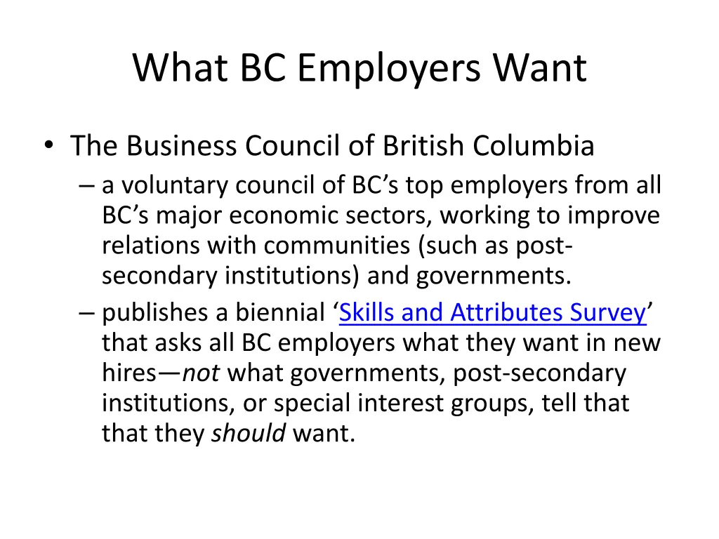 what bc employers want