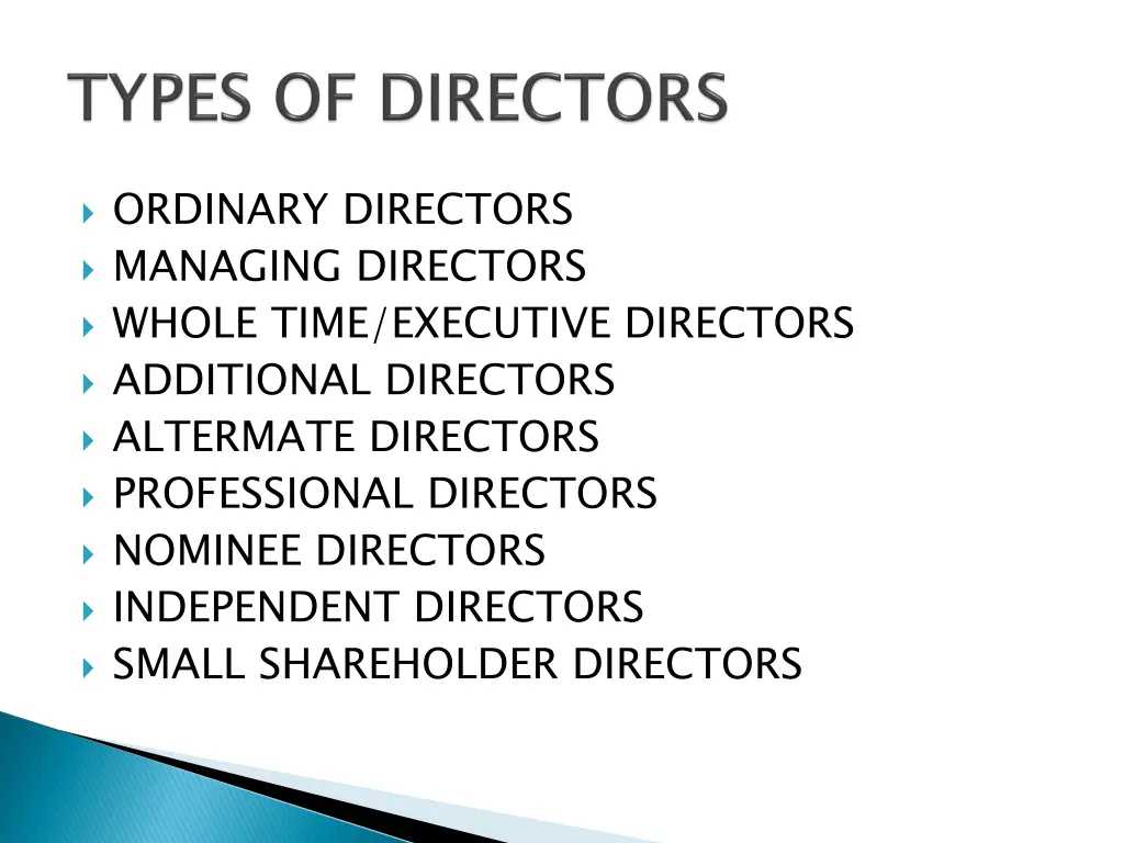 ordinary directors managing directors whole time