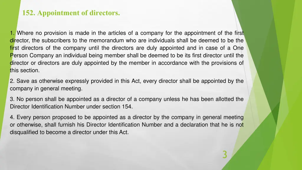 152 appointment of directors